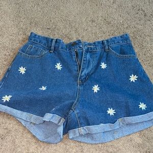 Flower Jean Shorts